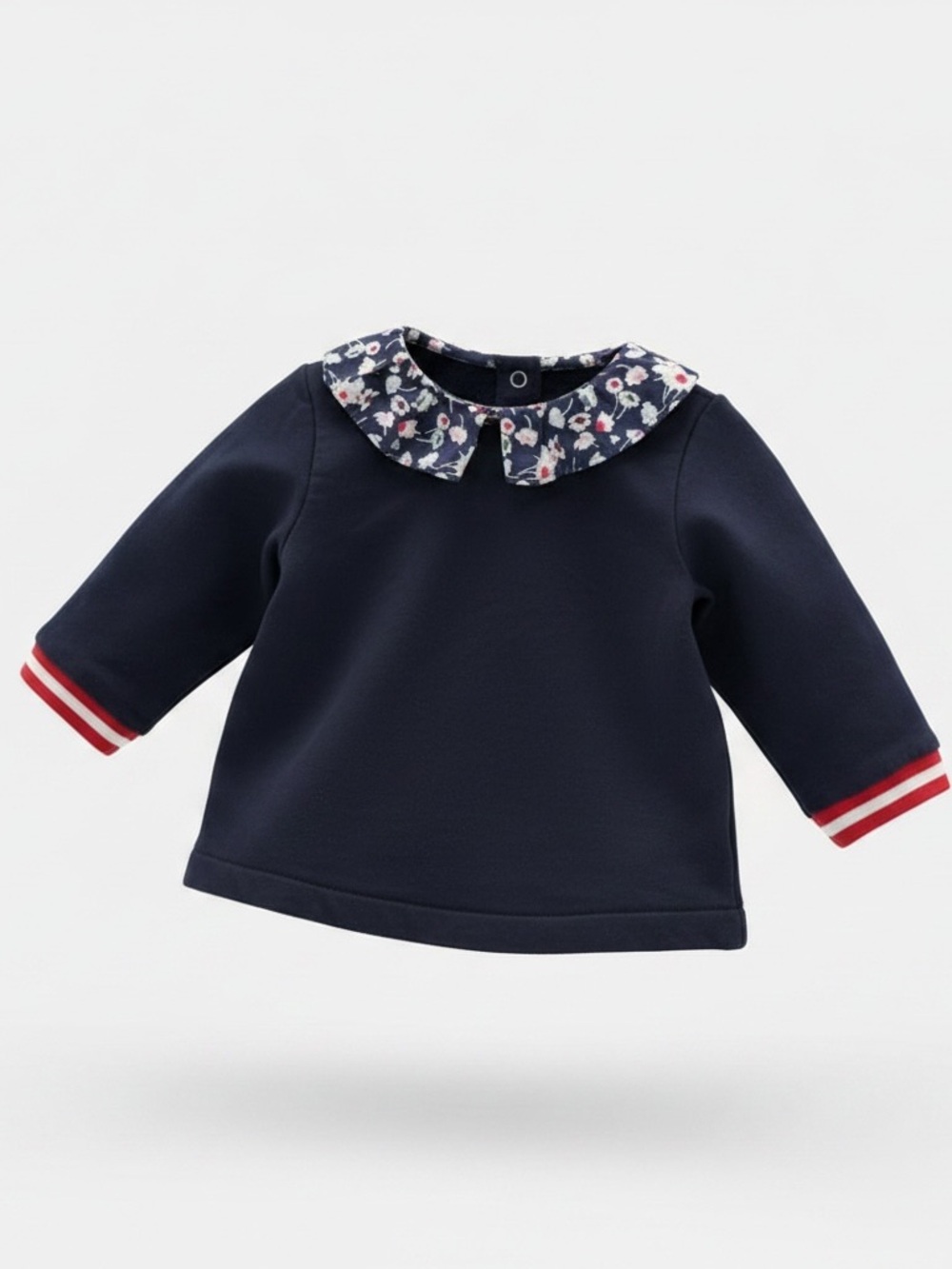 Jacadi Paris - Dark Blue Garment with Floral Touches on the collar